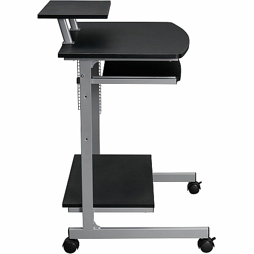 Techni Mobili Compact Computer Cart 120 lb Load Capacity - 4 Casters - Medium Density Fiberboard (MDF), Polyvinyl Chloride (PVC), Laminate, Veneer, Engineered Wood - 28" Width x 20.75" Depth x 35.75" Height - Steel Frame - Graphite - 1 Each (2018GPH06)