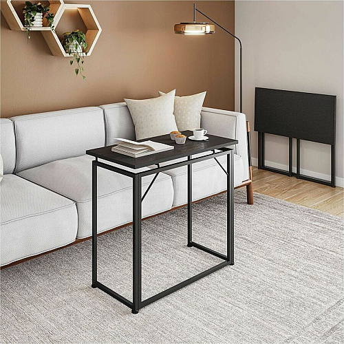 Techni Mobili 31.5" Folding Desk Folding Base - Modern Style - 66 lb Capacity - 31.50" Table Top Width x 15.70" Table Top Depth - 29" Height - Room, Dorm Room, Study Room, Living Room - Assembly Required - Black - Steel Frame Material - 1 Each (19FLDBK)