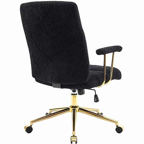 Techni Mobili Textured Boucle Office Chair Black Seat Color - Plush, Foam Seat Material - Black Back Color - Foam, Plush Back Material - 5-star Base - Gold, Black - Nylon - Armrest - 1 Each (3270CBK)