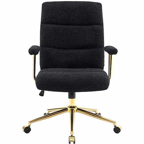 Techni Mobili Textured Boucle Office Chair Black Seat Color - Plush, Foam Seat Material - Black Back Color - Foam, Plush Back Material - 5-star Base - Gold, Black - Nylon - Armrest - 1 Each (3270CBK)