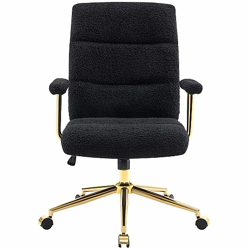 Techni Mobili Textured Boucle Office Chair Black Seat Color - Plush, Foam Seat Material - Black Back Color - Foam, Plush Back Material - 5-star Base - Gold, Black - Nylon - Armrest - 1 Each (3270CBK)