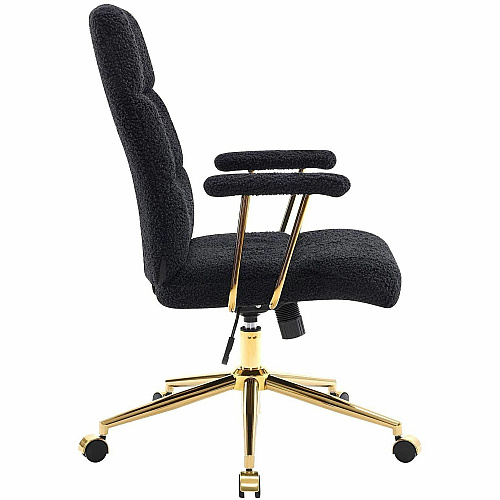 Techni Mobili Textured Boucle Office Chair Black Seat Color - Plush, Foam Seat Material - Black Back Color - Foam, Plush Back Material - 5-star Base - Gold, Black - Nylon - Armrest - 1 Each (3270CBK)