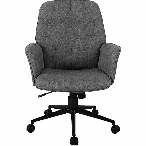 Techni Mobili Modern Upholstered Tufted Chair 5-star Base - Gray - Polyester, Foam, Fabric - Armrest - 1 Each (2024GRY)