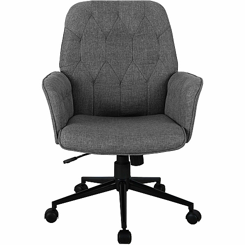 Techni Mobili Modern Upholstered Tufted Chair 5-star Base - Gray - Polyester, Foam, Fabric - Armrest - 1 Each (2024GRY)