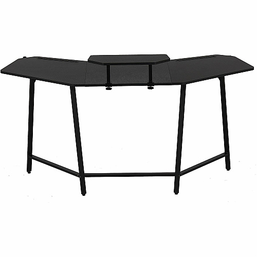 Techni Sport Guardian Gaming Desk Black Top - 4 Legs - 110 lb Capacity - 63" Table Top Width x 29.50" Table Top Depth - 35" Height - Gaming, Monitor, Accessories - Assembly Required - Black - Medium Density Fiberboard (MDF) Top Material - Steel  (TS98DBK)