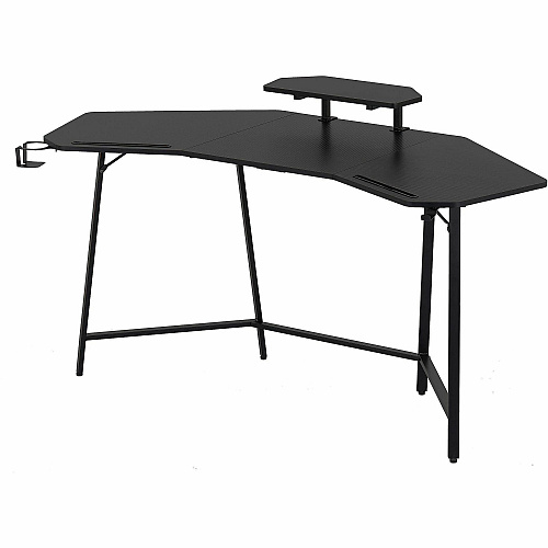 Techni Sport Guardian Gaming Desk Black Top - 4 Legs - 110 lb Capacity - 63" Table Top Width x 29.50" Table Top Depth - 35" Height - Gaming, Monitor, Accessories - Assembly Required - Black - Medium Density Fiberboard (MDF) Top Material - Steel  (TS98DBK)
