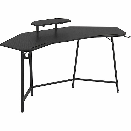 Techni Sport Guardian Gaming Desk Black Top - 4 Legs - 110 lb Capacity - 63" Table Top Width x 29.50" Table Top Depth - 35" Height - Gaming, Monitor, Accessories - Assembly Required - Black - Medium Density Fiberboard (MDF) Top Material - Steel  (TS98DBK)