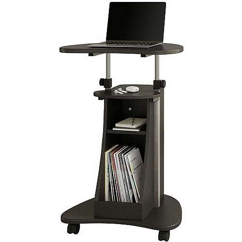 Techni Mobili Sit-to-Stand Rolling Laptop Cart 75 lb Load Capacity - 4 Casters - Medium Density Fiberboard (MDF), Polyvinyl Chloride (PVC), Laminate, Veneer - 21" Width x 16" Depth x 46" Height - Steel Frame - Graphite - 1 Each (B002GPH06)