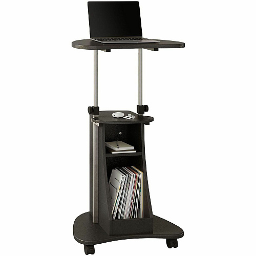 Techni Mobili Sit-to-Stand Rolling Laptop Cart 75 lb Load Capacity - 4 Casters - Medium Density Fiberboard (MDF), Polyvinyl Chloride (PVC), Laminate, Veneer - 21" Width x 16" Depth x 46" Height - Steel Frame - Graphite - 1 Each (B002GPH06)