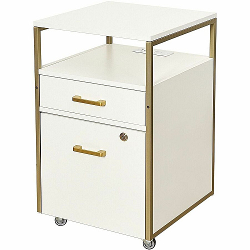 Techni Mobili Modern Rolling Filing Cabinet 15.7" Width x 15.7" Depth x 26" Height - 2 x Drawer(s) for File, Document - Letter - 198 lb Load Capacity - Locking Drawer, USB Interface, Power Outlet, Wheels, Locking Casters, Mobility, Concealed Outl (S19WHT)