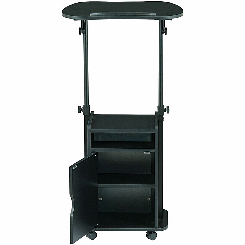 Techni Mobili Sit-to-Stand Adjustable Laptop Cart 140 lb Load Capacity - 4 Casters - 23.50" Width x 15.75" Depth x 45" Height - Black - 1 Each (B007BK)