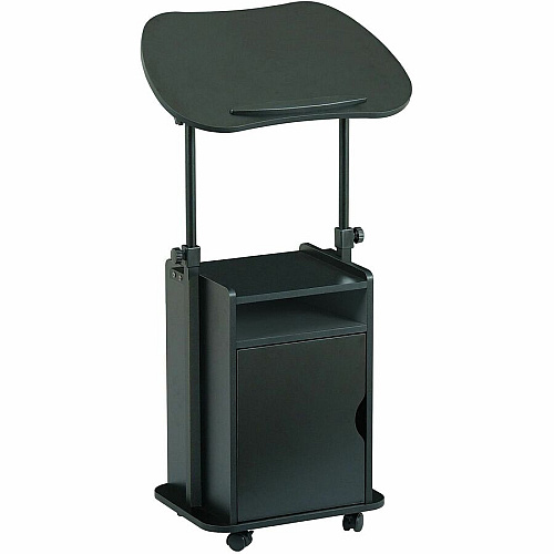 Techni Mobili Sit-to-Stand Adjustable Laptop Cart 140 lb Load Capacity - 4 Casters - 23.50" Width x 15.75" Depth x 45" Height - Black - 1 Each (B007BK)