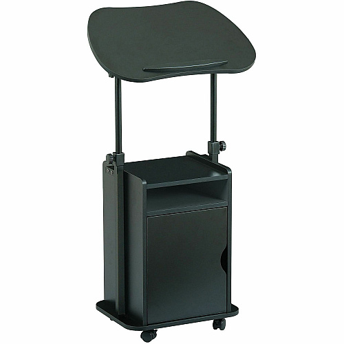 Techni Mobili Sit-to-Stand Adjustable Laptop Cart 140 lb Load Capacity - 4 Casters - 23.50" Width x 15.75" Depth x 45" Height - Black - 1 Each (B007BK)