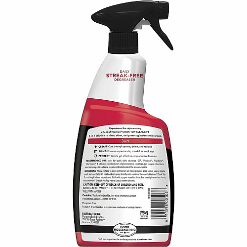 Weiman Stovetop Daily Cleaner For Stove - Ready-To-Use - Liquid - 22 fl oz (0.7 quart) - 11.5 to 12.5 pH - Apple Scent - Recommended For: Grease Remover, Grime Remover - Non-scratching, Non-abrasive, Streak-free - Red - 6 / Carton (106F)