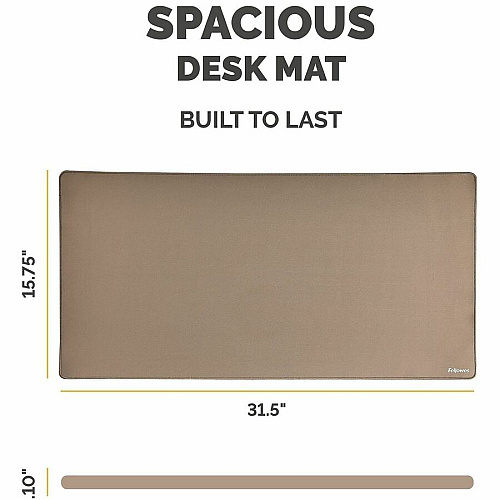 Fellowes Breyta Desk Mat - Sand Desk Protection, Mouse - 31.50" Width x 15.748" Depth x 0.098" Thickness - Rectangular - Polyester Fabric, Polyester - Sand - 1 Each (100145441)
