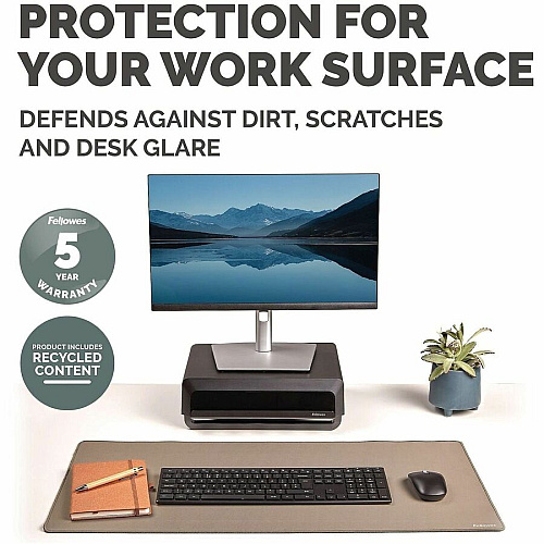 Fellowes Breyta Desk Mat - Sand Desk Protection, Mouse - 31.50" Width x 15.748" Depth x 0.098" Thickness - Rectangular - Polyester Fabric, Polyester - Sand - 1 Each (100145441)