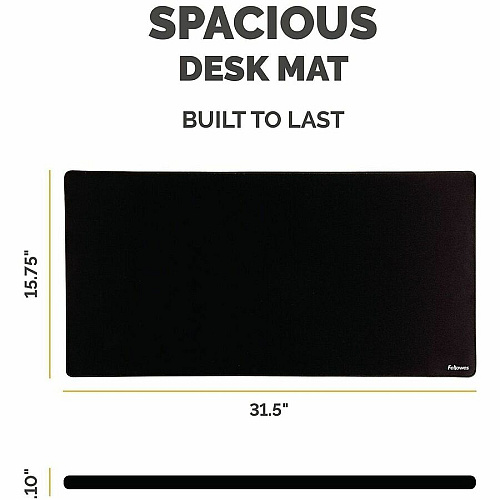 Fellowes Breyta Desk Mat - Black Desk Protection, Mouse - 31.50" Width x 15.748" Depth x 0.098" Thickness - Rectangular - Polyester Fabric, Polyester - Black - 1 Each (100145425)