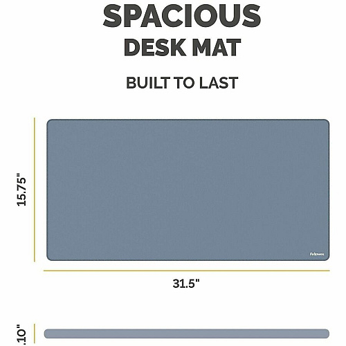 Fellowes Breyta Desk Mat - Blue Desk Protection, Mouse - 31.50" Width x 15.748" Depth x 0.098" Thickness - Rectangular - Polyester Fabric, Polyester - Marine - 1 Each (100145428)