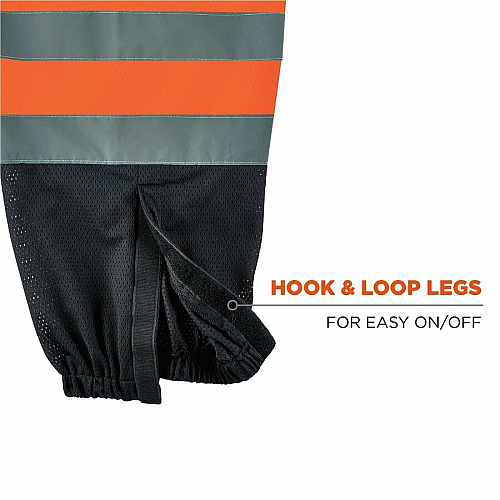 Ergodyne GloWear 8910BK Hi-Vis Pants Recommended for: Industrial, Utility Crew, Railway Worker - Small/Medium - Cold Temperature Protection - Cinch/Drawstring/Hook Closure - 1 Pocket(s) - Polyester Mesh - Orange, Black - High Visibility, Reflectiv (23933)