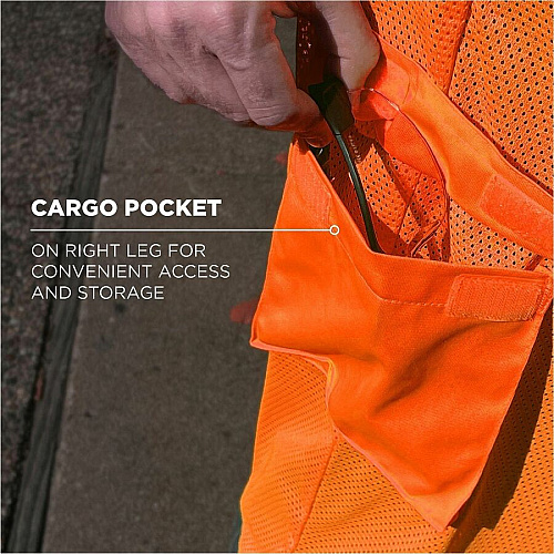 Ergodyne GloWear 8910BK Hi-Vis Pants Recommended for: Industrial, Utility Crew, Railway Worker - Small/Medium - Cold Temperature Protection - Cinch/Drawstring/Hook Closure - 1 Pocket(s) - Polyester Mesh - Orange, Black - High Visibility, Reflectiv (23933)