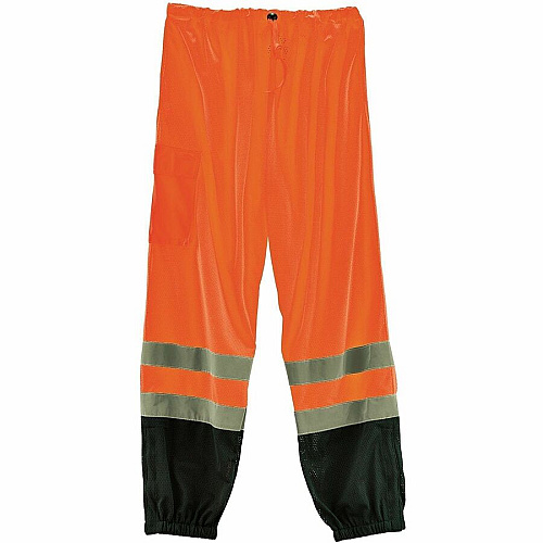 Ergodyne GloWear 8910BK Hi-Vis Pants Recommended for: Industrial, Utility Crew, Railway Worker - Small/Medium - Cold Temperature Protection - Cinch/Drawstring/Hook Closure - 1 Pocket(s) - Polyester Mesh - Orange, Black - High Visibility, Reflectiv (23933)