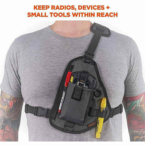 Ergodyne Squids 3145 Carrying Case (Holster) Bar Code Scanner - Gray Drop Resistant, Damage Resistant - Holster, Lanyard Strap, D-ring, Chest Strap, Shoulder Strap (19256)