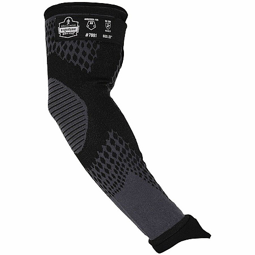 Ergodyne ProFlex 7991 Protective Arm Sleeve 22" Length - Black - Tungsten Fiber - Machine Washable, Cut Resistant, Comfortable, Adjustable Fit, Abrasion Resistant, Breathable (17999)