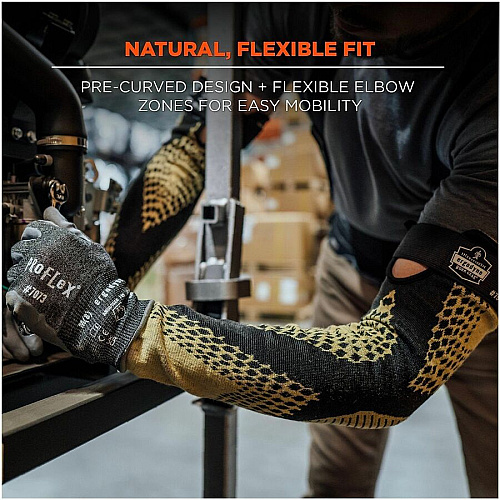 Ergodyne ProFlex 7951 Cut-Resistant Protective Arm Sleeves 18" Length - Yellow - Fiber - Machine Washable, Heat Resistant, Cut Resistant, Comfortable, Adjustable Fit, Abrasion Resistant (17958)