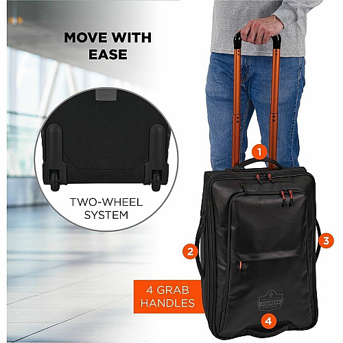 Ergodyne Arsenal Travel/Luggage Case (Carry On) Travel - Black Water Resistant - Tarpaulin, 600D Ripstop Polyester Body - Telescoping Handle, Handle - 9" Height x 14" Width x 22" Depth - 11.10 gal Volume Capacity (13129)