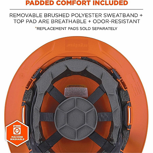Ergodyne Skullerz 8963 Type 2 Full-Brim Safety Helmet Recommended for: Construction, Utility, Oil & Gas, Forestry, Mining, General Purpose - Impact, Head, Sun, Rain Protection - Expanded Polystyrene Foam (EPS), Polyester - Orange - Impact Resistan (60542)