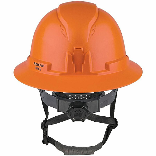 Ergodyne Skullerz 8963 Type 2 Full-Brim Safety Helmet Recommended for: Construction, Utility, Oil & Gas, Forestry, Mining, General Purpose - Impact, Head, Sun, Rain Protection - Expanded Polystyrene Foam (EPS), Polyester - Orange - Impact Resistan (60542)