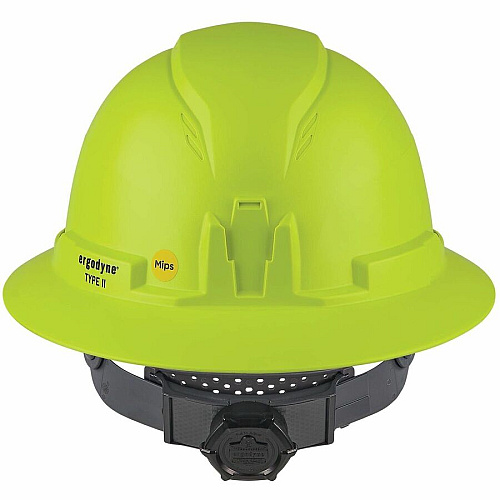 Ergodyne Skullerz 8963-MIPS Type 2 Full-Brim Safety Helmet Recommended for: Construction, Utility, Oil & Gas, Forestry, Mining, General Purpose - Head, Impact, Sun, Rain Protection - Expanded Polystyrene Foam (EPS) - Lime - Adjustable Ratchet, Rat (60601)
