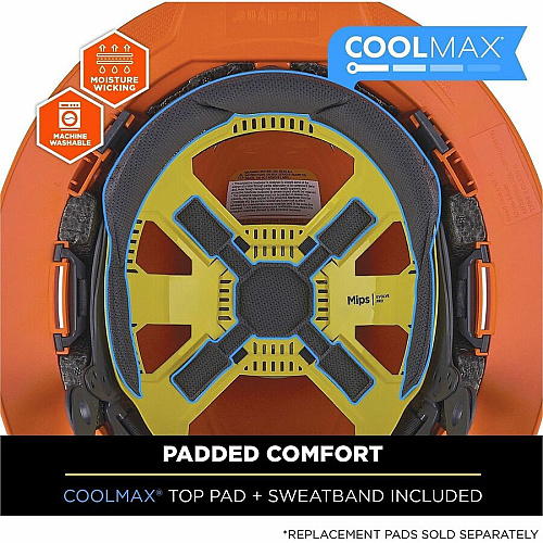 Ergodyne Skullerz 8963-MIPS Type 2 Full-Brim Safety Helmet Recommended for: Construction, Utility, Oil & Gas, Forestry, Mining, General Purpose - Head, Impact, Sun, Rain Protection - Expanded Polystyrene Foam (EPS) - Orange - Adjustable Ratchet, R (60602)