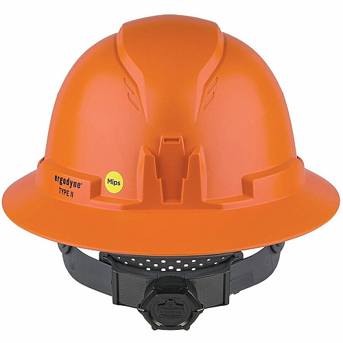 Ergodyne Skullerz 8963-MIPS Type 2 Full-Brim Safety Helmet Recommended for: Construction, Utility, Oil & Gas, Forestry, Mining, General Purpose - Head, Impact, Sun, Rain Protection - Expanded Polystyrene Foam (EPS) - Orange - Adjustable Ratchet, R (60602)