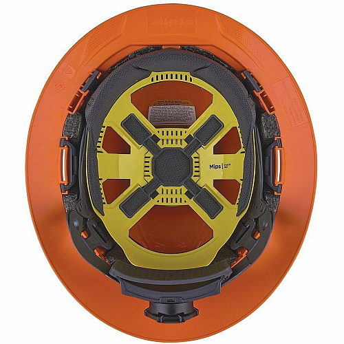 Ergodyne Skullerz 8963-MIPS Type 2 Full-Brim Safety Helmet Recommended for: Construction, Utility, Oil & Gas, Forestry, Mining, General Purpose - Head, Impact, Sun, Rain Protection - Expanded Polystyrene Foam (EPS) - Orange - Adjustable Ratchet, R (60602)