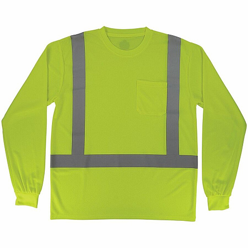 Ergodyne GloWear 8284 Essential Hi-Vis Long-Sleeve T-Shirt 2XL Size - Unisex - Polyester, Fabric - Lime (21876)