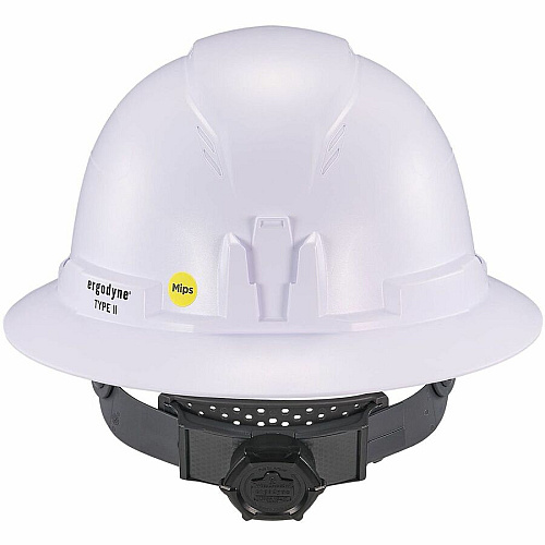 Ergodyne Skullerz 8963-MIPS Type 2 Full-Brim Safety Helmet Recommended for: Construction, Utility, Oil & Gas, Forestry, Mining, General Purpose - Head, Impact, Sun, Rain Protection - Expanded Polystyrene Foam (EPS) - White - Adjustable Ratchet, Ra (60600)