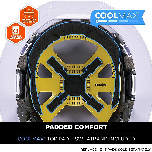 Ergodyne Skullerz 8963-MIPS Type 2 Full-Brim Safety Helmet Recommended for: Construction, Utility, Oil & Gas, Forestry, Mining, General Purpose - Head, Impact, Sun, Rain Protection - Expanded Polystyrene Foam (EPS) - White - Adjustable Ratchet, Ra (60600)