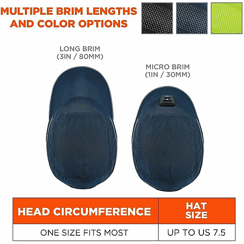 Ergodyne Skullerz 8965F(x) Bump Cap Hat with LED Light Recommended for: Mechanic, Baggage Handling, Food Processing, Manufacturing, Inspection - Head, Heat Protection - Hook & Loop Closure - Polyethylene, Foam, Polyester Mesh - Navy - LED Light, R (23473)