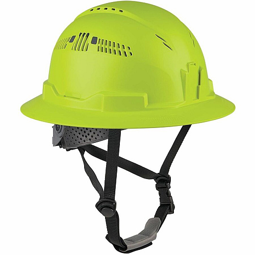 Ergodyne Skullerz 8964-MIPS Type 2 Full-Brim Safety Helmet Recommended for: Construction, Utility, Oil & Gas, Forestry, Mining, General Purpose - Head, Impact, Sun, Rain Protection - Expanded Polystyrene Foam (EPS) - Lime - Adjustable Ratchet, Rat (60611)