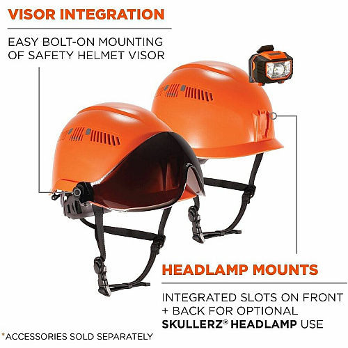 Ergodyne Skullerz 8977 Type 2 Safety Helmet Recommended for: Construction, Utility, Oil & Gas, Forestry, Mining, General Purpose - Impact, Head Protection - Expanded Polystyrene Foam (EPS) - Orange - Chin Strap, Breathable, Lightweight, Comfortabl (60363)
