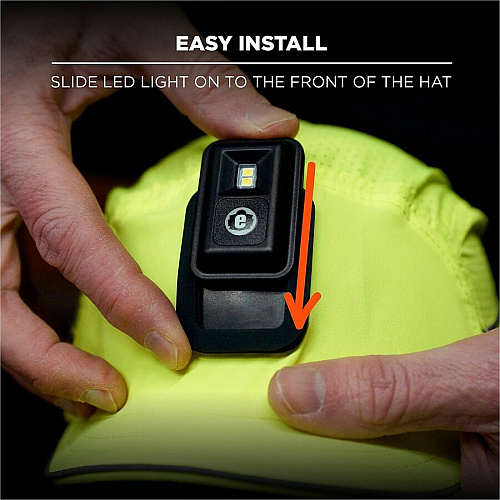 Ergodyne Skullerz 8965F(x) Bump Cap Hat with LED Light Recommended for: Mechanic, Baggage Handling, Food Processing, Manufacturing, Inspection - Head, Heat Protection - Hook & Loop Closure - Polyethylene, Foam, Polyester Mesh - Lime - LED Light, R (23474)