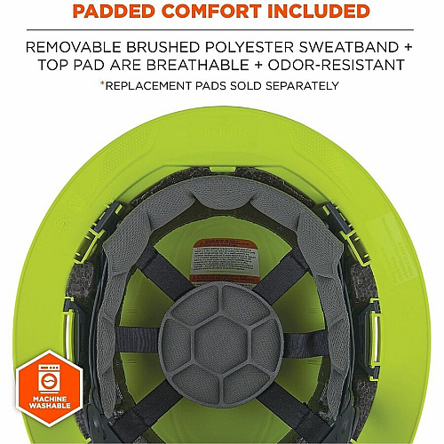 Ergodyne Skullerz 8964 Type 2 Safety Helmet Recommended for: Construction, Utility, Oil & Gas, Forestry, Mining, General Purpose - Impact, Sun, Rain, Head Protection - Expanded Polystyrene Foam (EPS), Polyester - Lime - Impact Resistant, Adjustabl (60561)