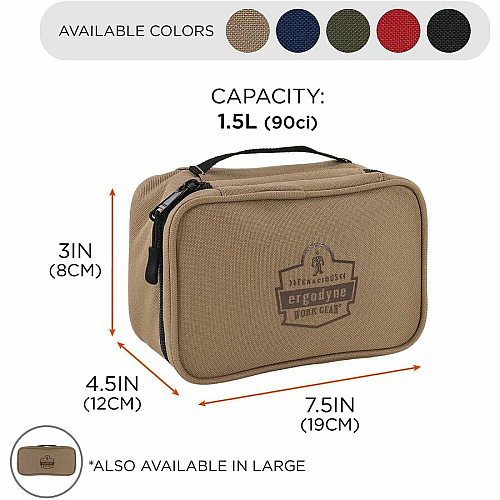 Ergodyne Arsenal Carrying Case (Pouch) Tools - Assorted Water Resistant Back, Water Resistant - 600D Polyester Body - Handle - 3" Height x 4.5" Width x 7.5" Depth - Small Size - 1.59 quart Volume Capacity - 5 Pack (13237)