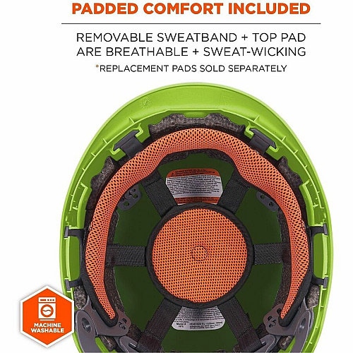 Ergodyne Skullerz 8976 Type 2 Safety Helmet Recommended for: Construction, Utility, Oil & Gas, Forestry, Mining, General Purpose - Impact, Head Protection - Expanded Polystyrene Foam (EPS) - Lime - Chin Strap, Lightweight, Comfortable, Sweatband,  (60360)