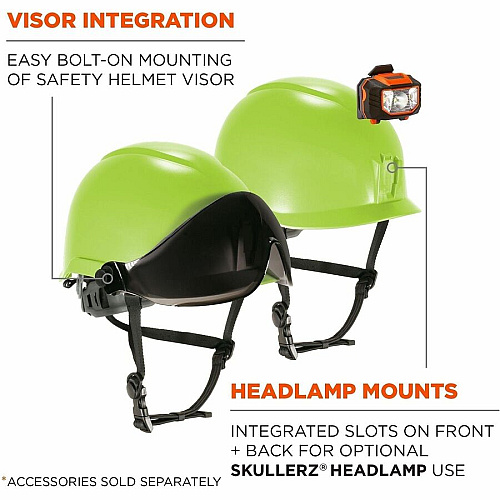 Ergodyne Skullerz 8976 Type 2 Safety Helmet Recommended for: Construction, Utility, Oil & Gas, Forestry, Mining, General Purpose - Impact, Head Protection - Expanded Polystyrene Foam (EPS) - Lime - Chin Strap, Lightweight, Comfortable, Sweatband,  (60360)
