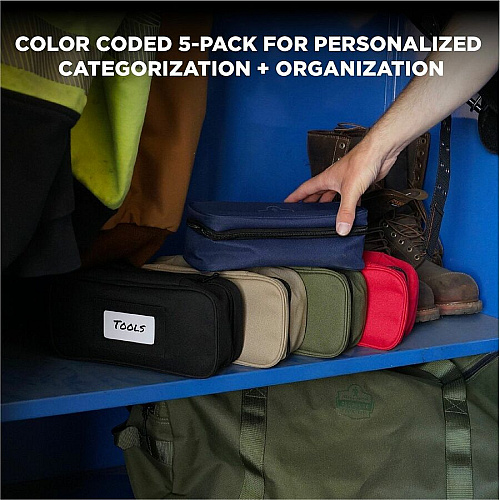 Ergodyne Arsenal Carrying Case Tools - Assorted Water Resistant Back, Water Resistant - 600D Polyester Body - Handle - 3.5" Height x 4.5" Width x 10" Depth - Large Size - 2.32 quart Volume Capacity - 5 Pack (13238)