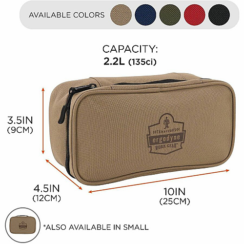 Ergodyne Arsenal Carrying Case Tools - Assorted Water Resistant Back, Water Resistant - 600D Polyester Body - Handle - 3.5" Height x 4.5" Width x 10" Depth - Large Size - 2.32 quart Volume Capacity - 5 Pack (13238)