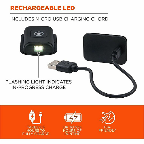 Ergodyne Skullerz 8962 Replacement Rechargeable LED Light LED - 150 lm Lumen - Battery Rechargeable - Battery - Black - 1 Each (16794)