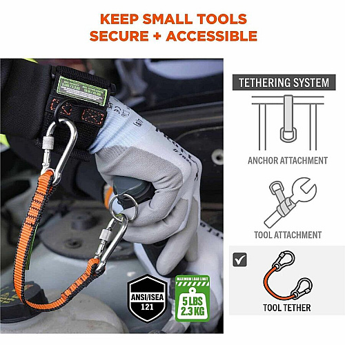 Ergodyne Squids 3154 Web Lanyard 5.07 lb Load Capacity - Small (S) - Tether Attachment - Orange - Nylon - 3 Pack (19266)